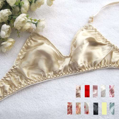 100% mulberry silk fine silk bra double-sided silk without rims Health care underwear bra