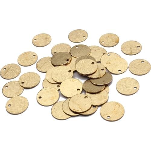 100pcs Textured Brass Round Dog Tag Charm Pendants Stamping Charms For DIY Necklace Bracelet Jewelry Making
