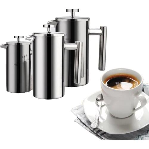 1000/800/350ml Double Layer Insulation Teapot Stainless Steel Coffee Tea Maker With Filter French Press Heat Preservation Mug