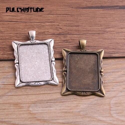 2pcs 9g Two Color Time Cabochon Base Setting Charms Pendant Fit 23*33mm Square Glass Cabochons P6609