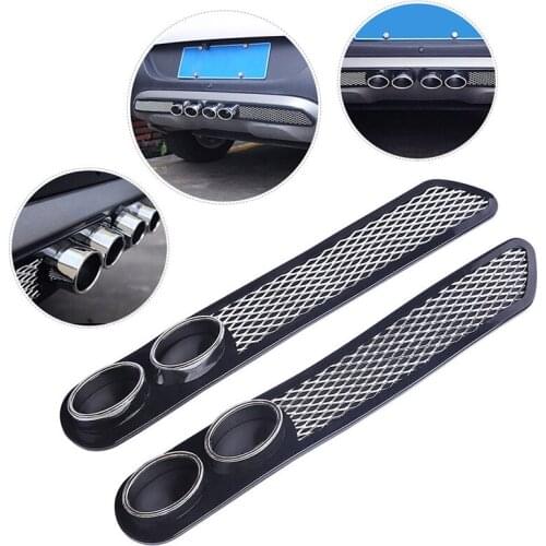 2Pcs Auto Car Grid Simulation Vent Double Tube Exhaust Pipe ABS Exterior BLK Set