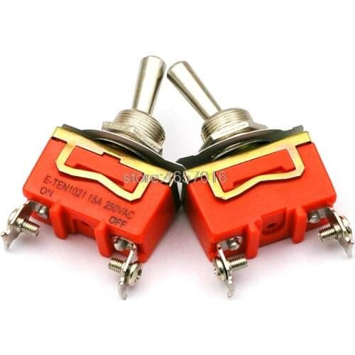 2PCS/LOT ON-OFF 15A 250V Toggle Switch 2 Pin Toggle Flick Switch Light Metal SPST E-TEN1021