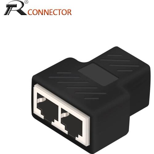 2 Way RJ45 Ethernet Cable Connector Splitter 8 Pin RJ45 Network Cable Adapter 1 Input to 2 Output Converter