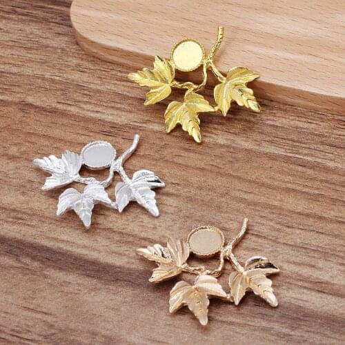 20 PCS 33x40mm Vintage Metal Alloy Leaf Connectors Gold Silver Plated DIY Hair Accessories For Jewelry Making