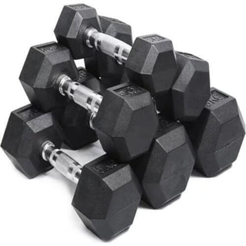 27.5kg rubber hexagonal dumbbells, suitable for gym unisex home fitness training arm muscle fitness fitness equipment