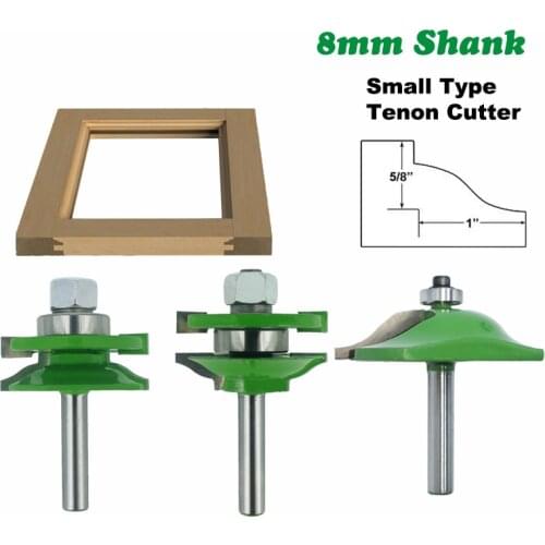 3pcs 8mm Shank Milling Cutter Door Panel Cabinet Tenon Router Bit Cabinet Rail & Stile Set Panel Raiser Ogee for Wood
