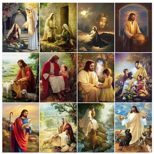 5D Diy Full Square Round Diamond Painting Jesus Christian Embroidery Mosaic Religious Cross Stitch Kit Home Decoration Gifts