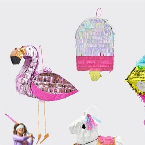 Pinata Aluminum Foil Flamingo Shape Toy Game Props Sugar Beat Creative Multicolored Decoration for Children Birthday Party