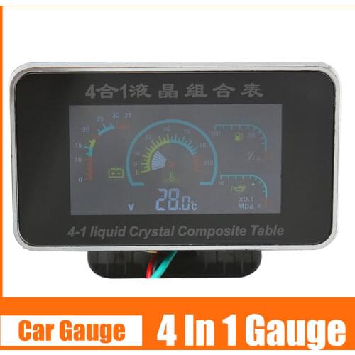 4 In 1 Car ALARM Gauge Voltmeter Volt + Water Temperature + Fuel Gauge + Oil Pressure Gauge Temp Sensor Oil Pressure sensor