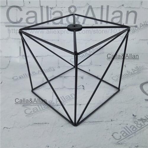 Free shipping L160mm*H160mm E27 lamp shade black finished square iron cage edison lamp shade DIY black iron shade for lighting