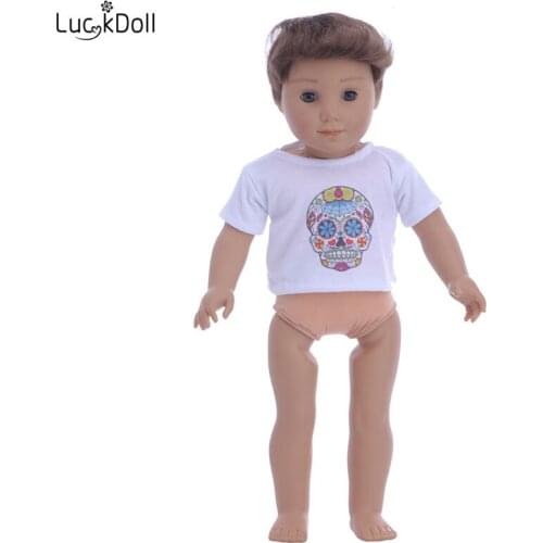 LUCKDOLL Printed t-shirt for 43 cm Doll or 18 inch American Doll Swimsuit for Girls