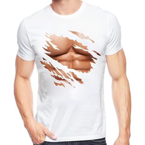 Mens t shirt muscle Big Boobs Sexy Stomach Pack Abs Print T Shirt Mens Short Sleeve Summer Creative Pattern Funny Modal Tops