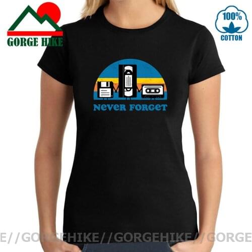 Girl 70s 80s Fashion Clothes Never Forget Magnetic Tape Disc Cassette Disk Funny Tshirt Women Causal Good Memory Hip Hop T-Shirt