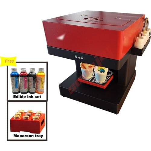 New 4cups Coffee Printer Machine with 400ml edible ink for food Coffee Cake Biscuits Cappuccino Macaron Selfie coffee printing