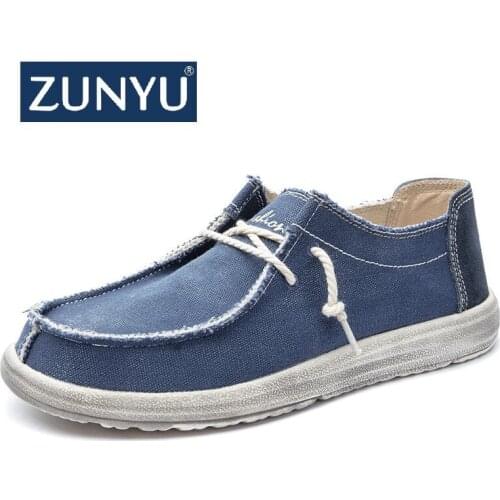 ZUNYU 2019 new summer canvas mens shoes breathable casual driving shoes easy to wear men flat shoes soft loafers big size 39-48