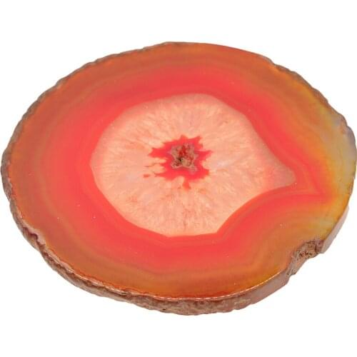 80-100mm Agate Quartz Crystal Slice Coaster Ornaments Home Decoration Red