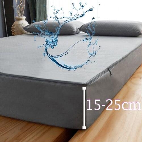 Waterproof Mattress Cover with zipper Six sides all inclusive Mattress Cover King Queen Quilted Bed Fitted Sheet Bedspread
