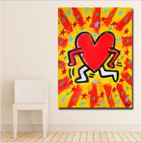 Large Size Printing street-art-heart-tribute-fo-k-haring Wall art Home Decor Living Room Modern Canvas Print Paintings No Framed