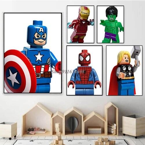 Birthday Gift Kids Bedroom Room Home Decor Marvel Avengers Cartoon Superhero Posters Canvas Paintings Iron Man Wall Art Pictures