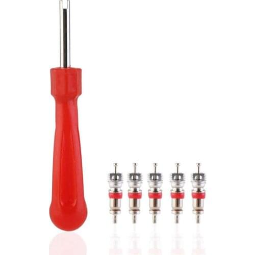 Tire Valve Driver 5 Valve Inserts For Car Bicycle Motorcycle Tire valve Tool Tool for repairing valves