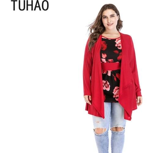 TUHAO 7XL 6XL 5XL Plus Size Blouse for Mother Mom Womens Tops and Blouses Vintage Print Blouse Women Ladies Tops for Women WM65