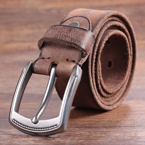 Top Cow Genuine Leather Belts For Men Pin Buckle Vintage Handcrafted Mens Belts Ceinture Homme Cuir Veritable Free Shipping
