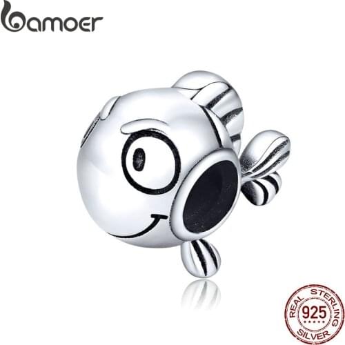 Bamoer Marine Adventure Series 925 Sterling Silver Jewelry Clownfish Metal Charm fit Original Bracelet DIY Accessories SCC1477
