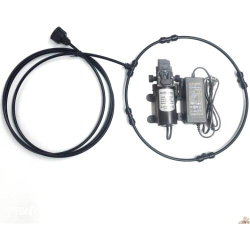 Low Pressure PE Misting Fan Ring System for Any Fan With DC 12V 5L/min Fine Mist Pump for Outdoor Cooling