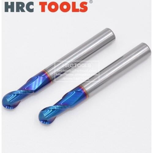 5pcs Double Flutes Sprial Carbide Milling Cutter HRC65 TiAIN Coating 4mm 6mm 8mm Ball Nose Endmill for Wood