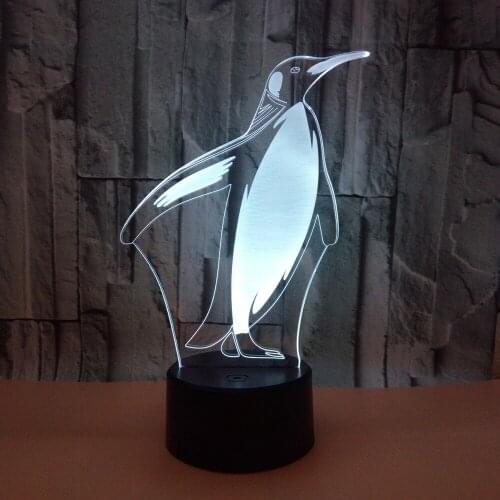 Acrylic 3D LED Night Light Penguin 7 Colors USB Remote Touch Base Table Desk Lamp for Home Decoration Kids Gift