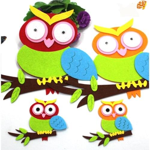 T-N Owl House Non-woven Felt Pad DIY Kindergarten Wall Paste Decoration Beautiful Moon Leaves Cute Classroom Decoration Stickers