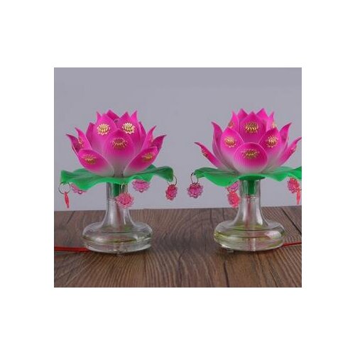 BUDDHIST HALL SUPPLIES PLUG IN WARM LIGHT LOTUS LANTERN TRUMPET FOR BUDDHIST TUNGSTEN FILAMENT CHANGMING EVERLASTING LIGHT