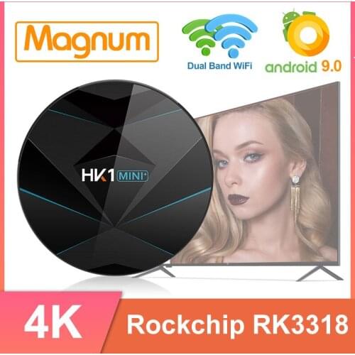 HK1 MINI+ MAGNUM Android 9.0 Smart Tv Box IPTV 4K HD RK3318 Media Player Android 2.4G/5G Wifi Smart IP TV Set Top Box HK1MINI
