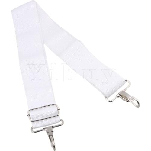 Yibuy White 62.5-122cm Length 5cm Width Adjustable Parade Marching Band Snare Drums Straps