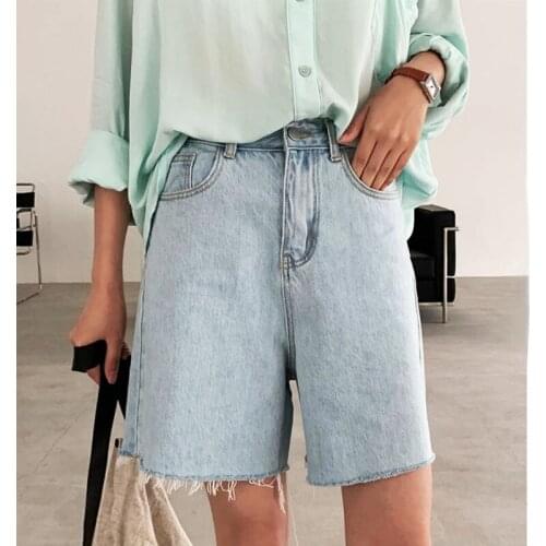 Streetwear Biker Shorts Women Korean Style Summer Cotton Denim Shorts Jeans High Waist Cool Short Feminino Chic Woman Shorts