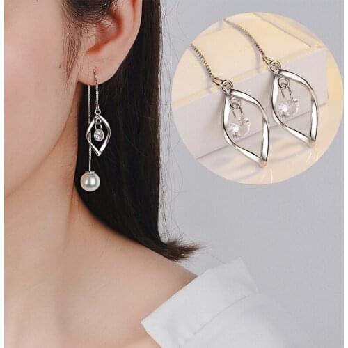 New Rotating Tassel Earring Women Imitation Pearl Twisted Water Drop Earring Simple Fashion Female Long Tassel Earrings