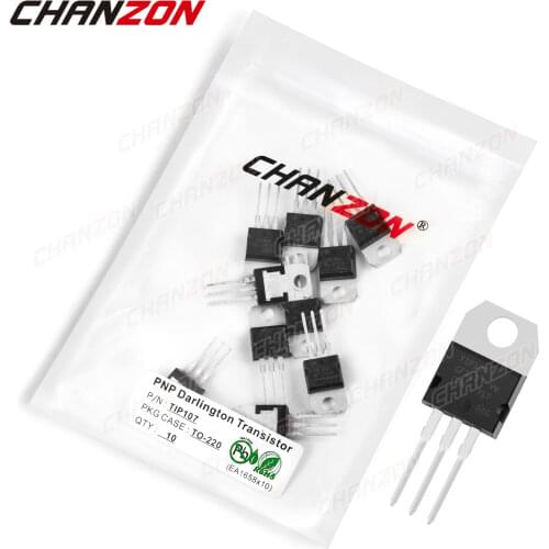 10Pcs TIP107 TO-220 PNP Darlingtone Power Transistor Bipolar Junction BJT Pwerful Tube Tip Fets DIP 8A 100V Integrated Circuits