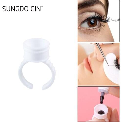 100pcs Eyelash Extension Glue Holder Tattoo Ink Ring Cup Professional Disposable Grafting Eyelashes Glue Container Makeup Tools