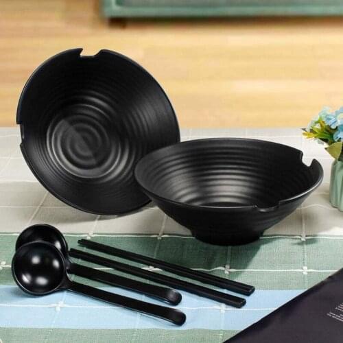 2 Sets Salad Bowls,Ramen Soup Bowls,Mixing Bowls Dishware Set (with Chopsticks&Spoon),Home Kitchen Cereal Bowls