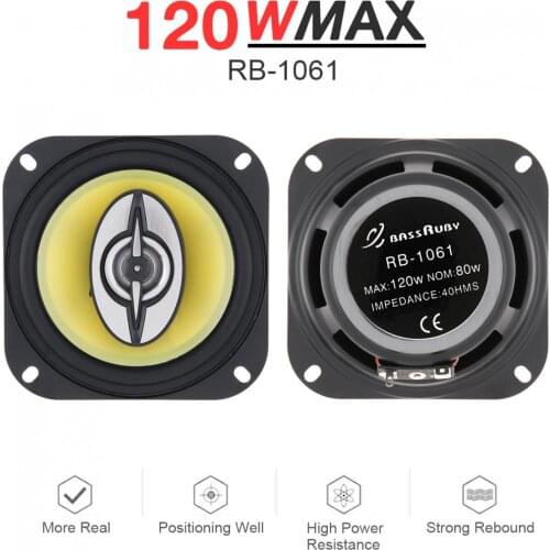 2pcs 4 Inch 120W 12V Universal 2 Way Car Coaxial Speakers Audio Stereo Full Range Frequency HiFi for Car Auto Loudspeakers
