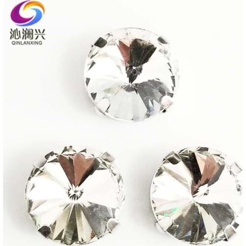 White round shape Silver bottom AAAA Glass Crystal sew on claw stones,flatback loose rhinestones,Diy Clothing accessories SWR01