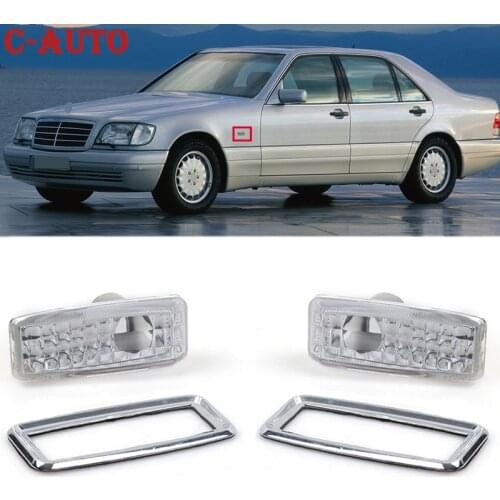 C-Auto 2PCS/set Car Side Turn Signals Indicator Repeater Lamp Lens Marker Light Cover For Mercedes Benz W124 R129 W140 W202 W201