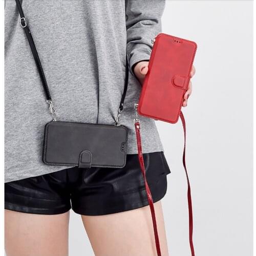 Flap wallet PU leather Phone case for Samsung galaxy A90 A10S A20S M10 M30 J3 J5 J7 J4 J6 J8 plus A7 A9 chain long crossbody Bag
