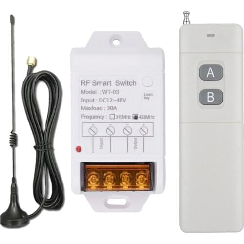 DC12V 24V 48V 1CH 30A RF Wireless Remote Control Switch System + 3000M Transmitter With Long Cable Antenna