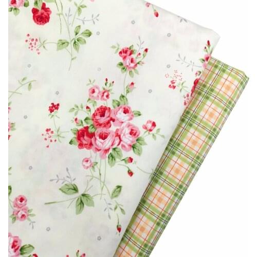 Cotton Fabric Diy Sewing Craft Bedding Home Decor Tecido Telas Para Crib Patchwork Cloth Tissus au Metre Dress Green Leaf Rose