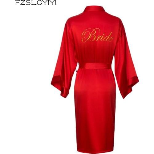 FZSLCYIYI Newest Of The Bride With Letters Embroidery Wedding Robes Multi Colors Naughty Party Nightgown Hot Sale Bridal Robes
