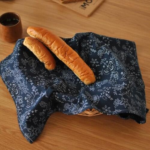 Japan Style Printed Small Floral 70x50 Cm Cotton Linen Kitchen Tea Towels Blue Cloth Napkins Table Home Decoration Accessories