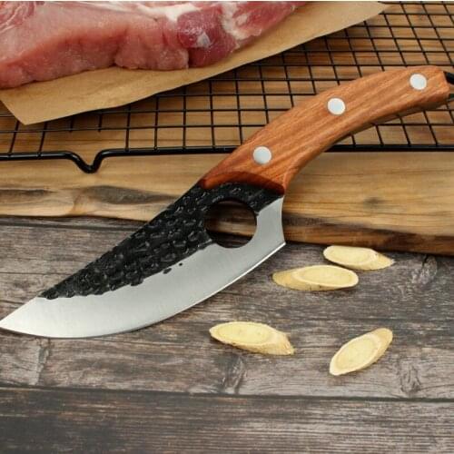 Forging small curved knife, bone removing knife, hammer pattern high carbon steel household open piece fish killing small