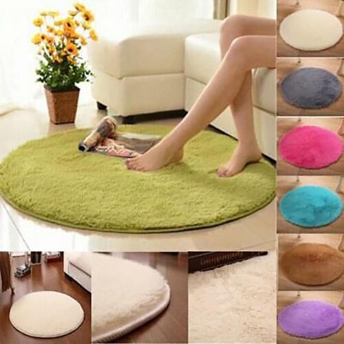 40cm Round Soft Coral Fleece Bath Mats Bathroom Bedroom kitchen Mat Non-slip Floor Mat Water Absorption Rug Home Doormat 14Color