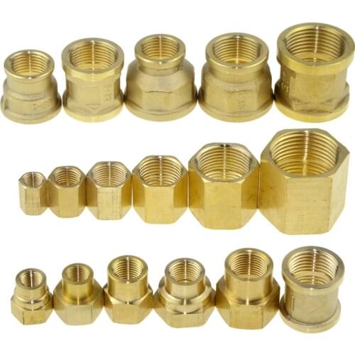 Brass Hex Reducer Pipe Fitting 1/8 1/4 3/8 1/2 3/4 F to F Thread Copper Adapter Equal Coupler Connector Water Gas Plumbing Joint